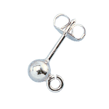 Earring fittings 925/- silver with ball and eyelet Ø 3,0 mm
