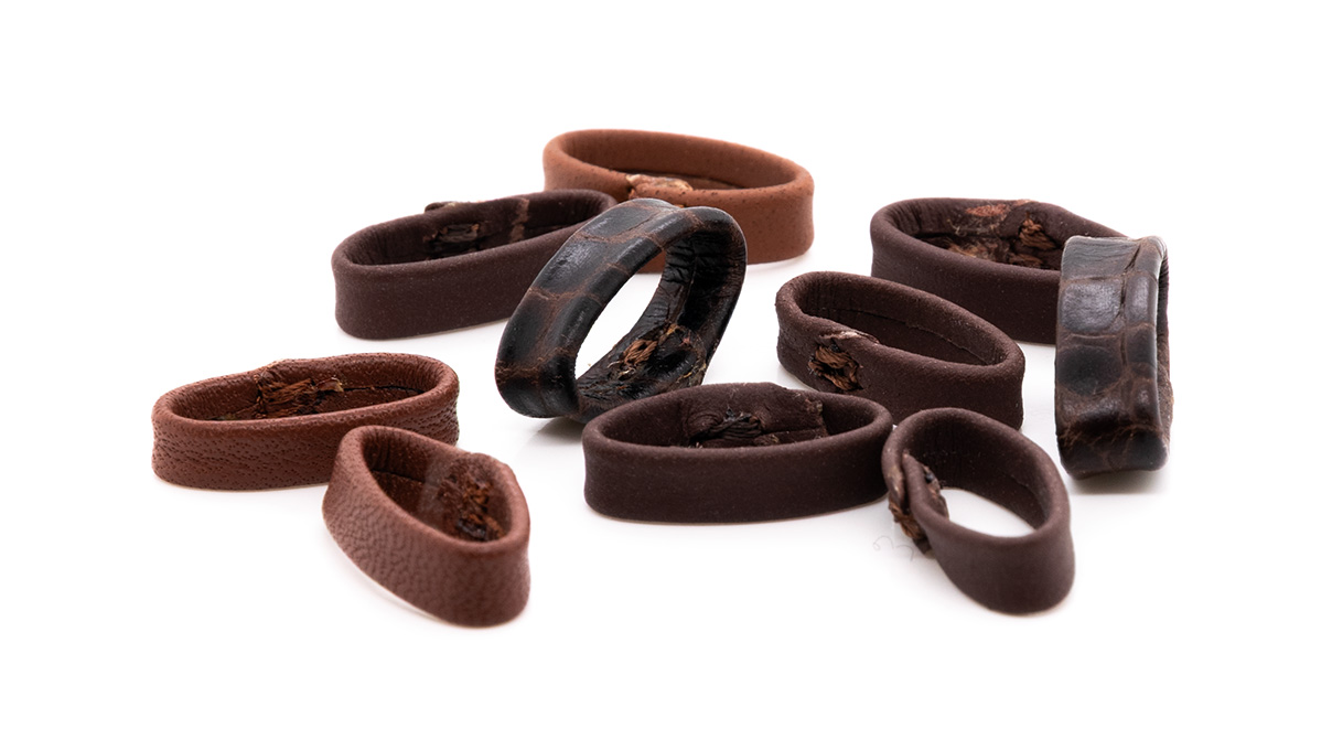 Leather loops for leather watch straps, 14 mm, brown