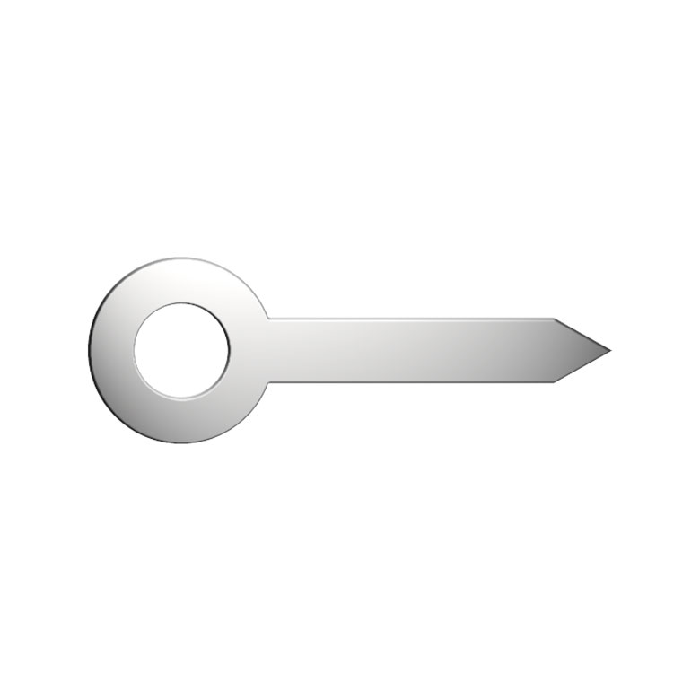 Hour hand, straight, nickel-coloured, hole Ø 1 mm, length 4,5 mm