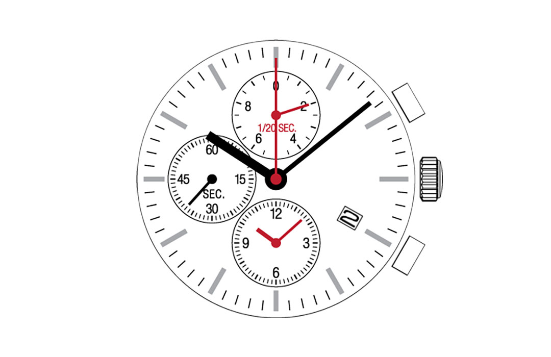 Mvt. Shiojiri (Seiko SII) YM92 12''' DATE4 SC CHRONO 1/20 SEC Quartz (399 | SR927W)