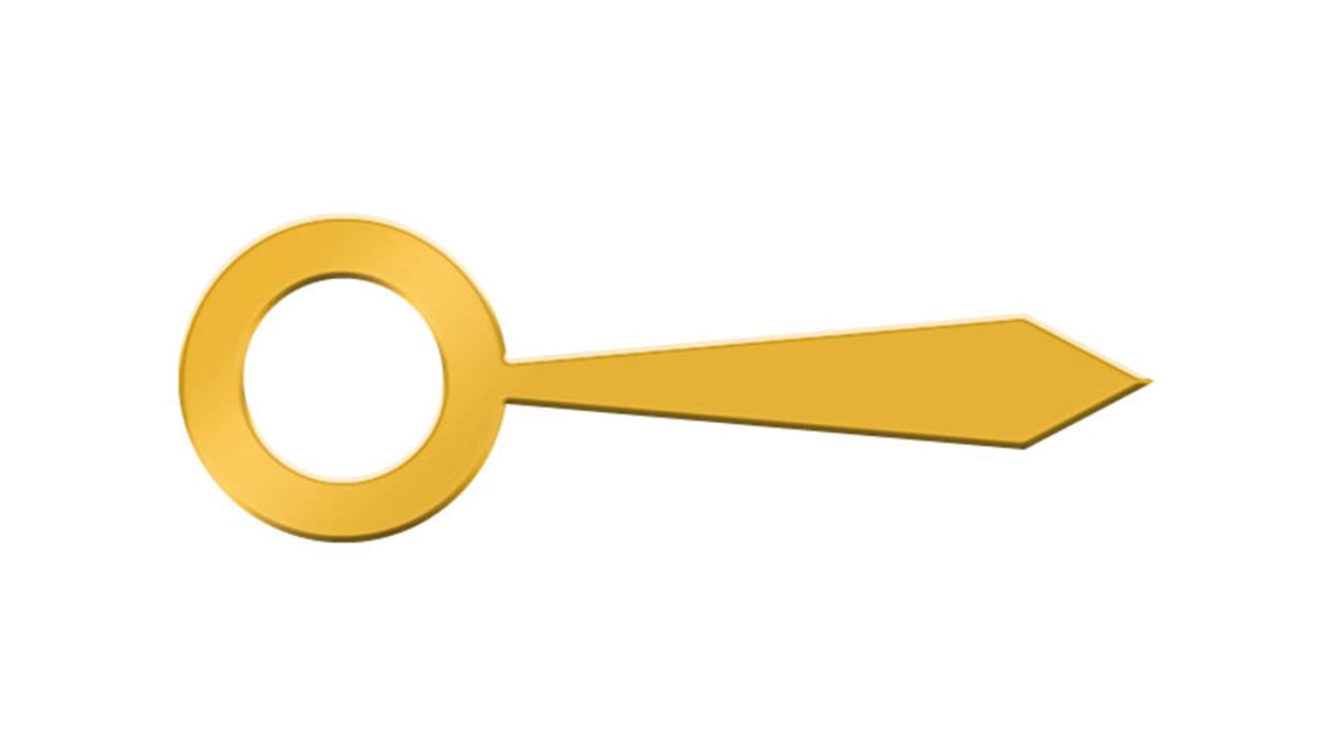 Hour hand, straight broad, yellow, hole Ø 1,2 mm, length 9 mm