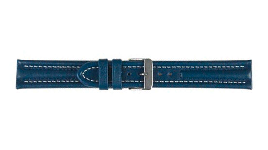 Horlogebandje, Arizona Sport, Kalfsleer, 18 mm, Donkerblauw, Gesp Roestvrij staal