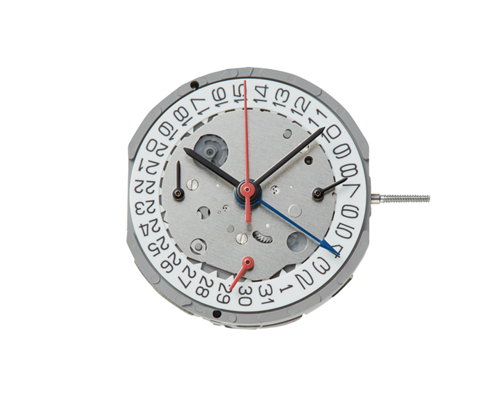 AU-Werk Miyota FS27 10 1/2''' DATE4.5, Hängend, SC CHR 24H SS MIN DUAL Quartz (377 | SR626SW) - Parallel Push