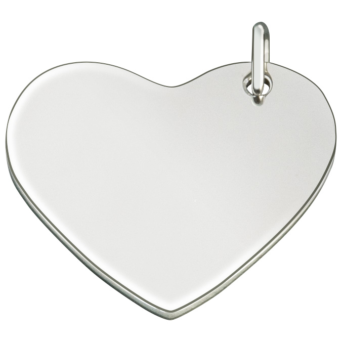 Engraving plate stainless steel, heart 27 x 30 x 1.4 mm, pendant