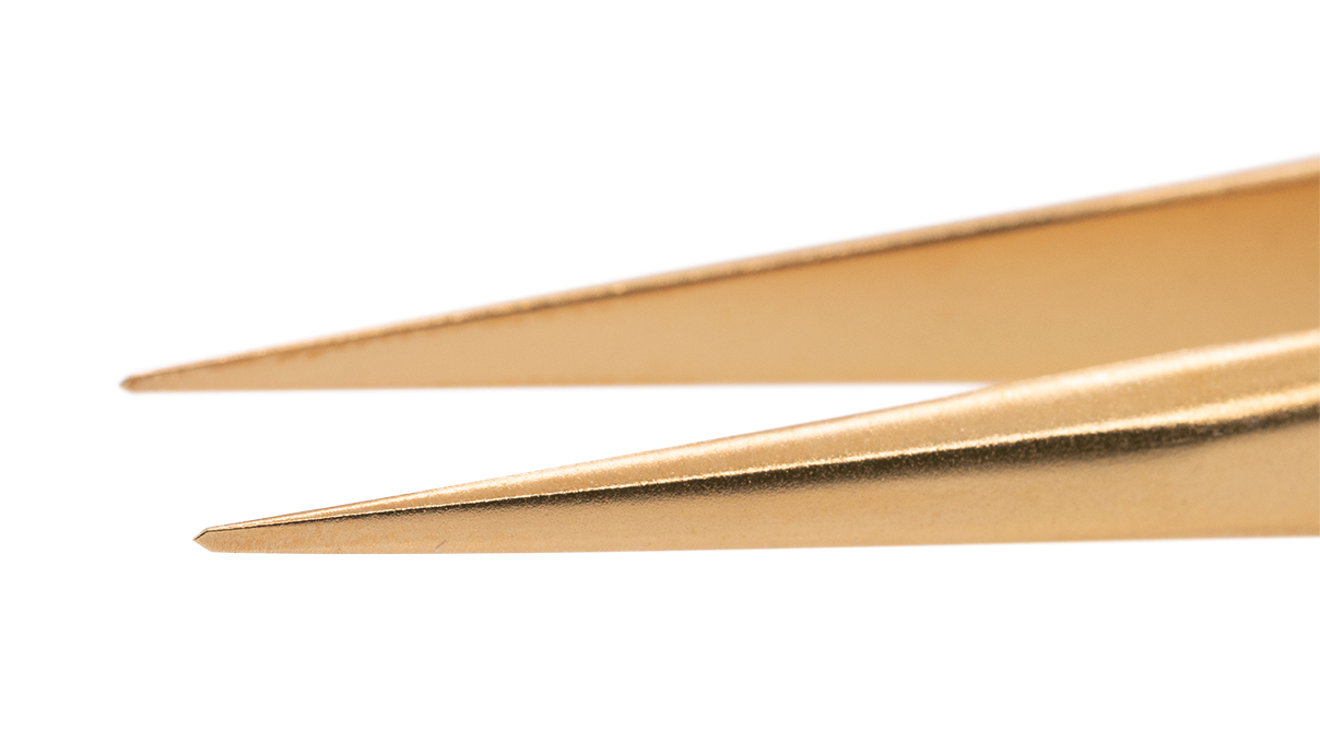 Bergeon 7029-2AM-GF pincet vorm 2AM, messing met goud coating