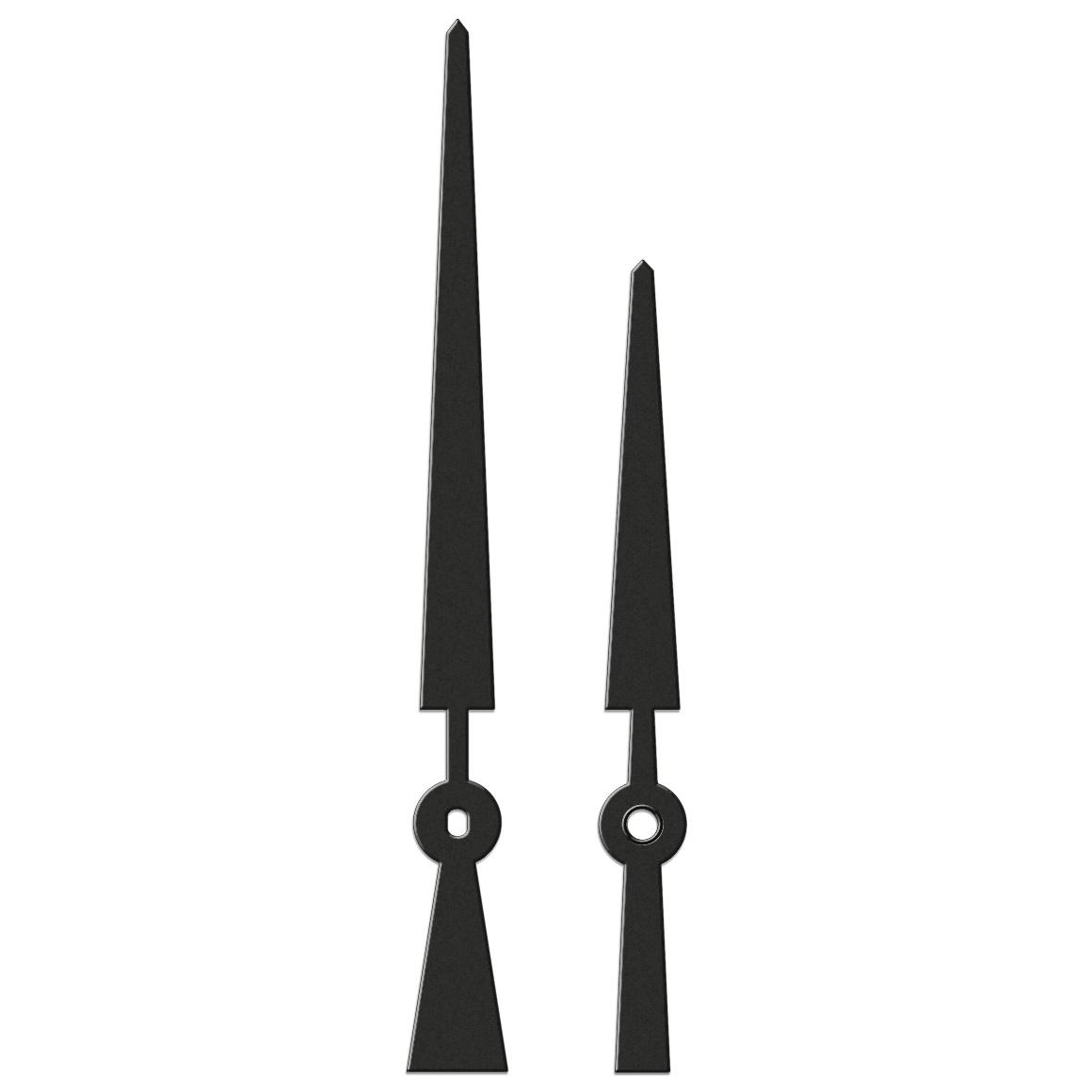 Zeigerpaar, spitz, L 124 mm, Alu schwarz, Euro-Lochung