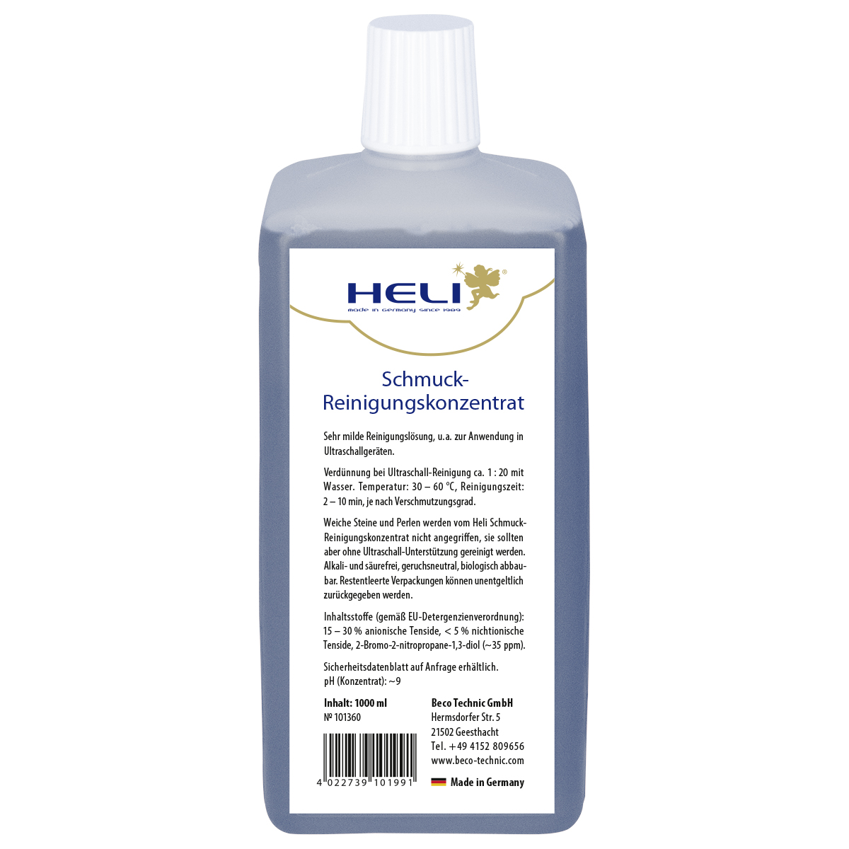 Heli cleaning concentrate for jewelry in ultrasonic unit, 1:20, 1 l