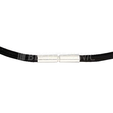 India rubber chain black bayonett 925/-  silver, Ø 3,0 mm, length 45 cm