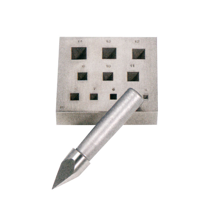 Einstauchmatrize mit Stempel, 11 Löcher, quadratisch, Gr. 4 - 14 mm