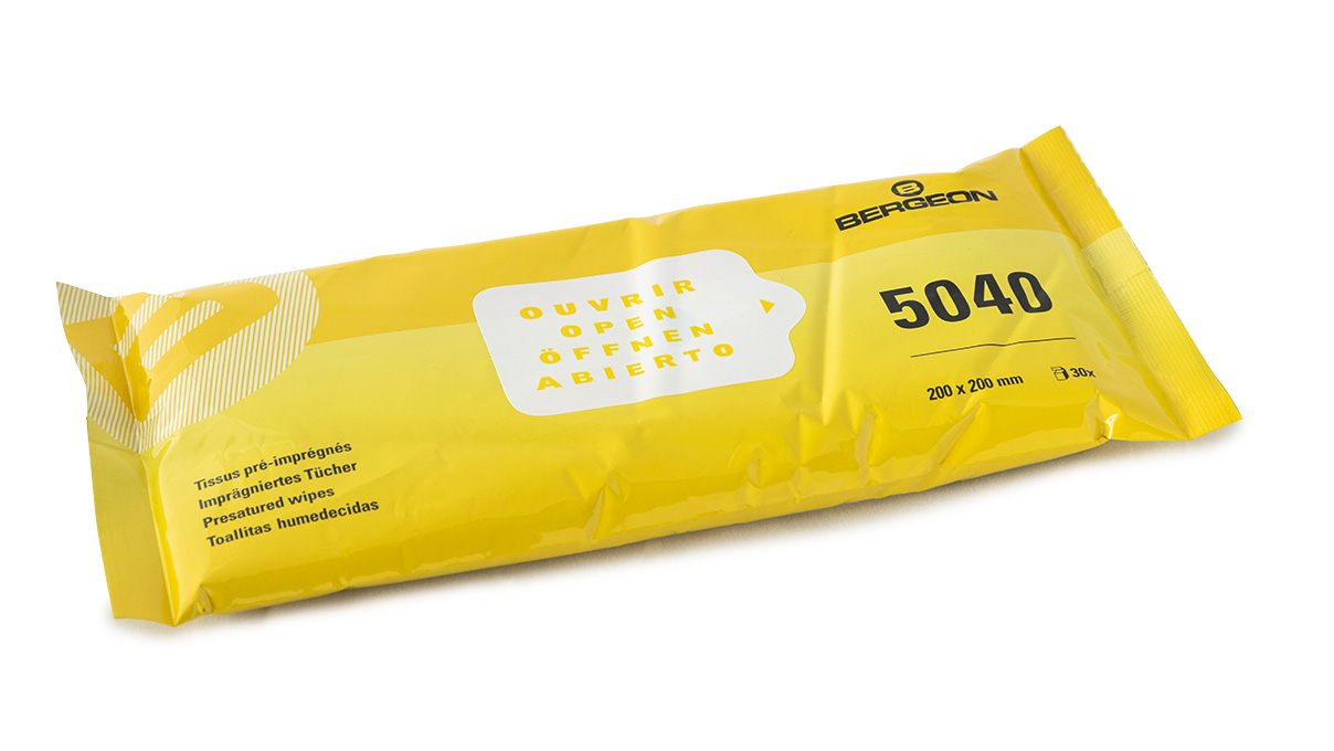 Bergeon 5040 Geïmpregneerde reinigingsdoekjes, 70% ethanol, voor ontvetten, 200 x 200 mm, 30 stuks