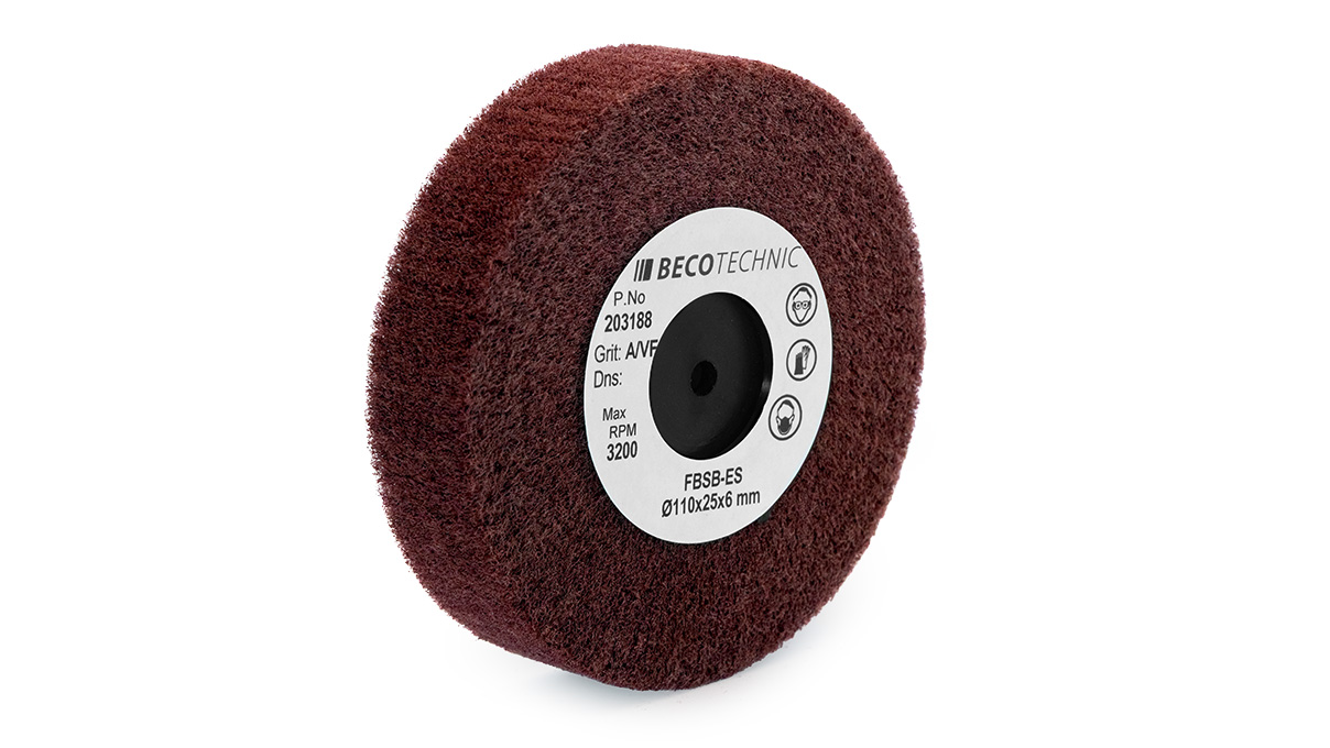 Satiflex satin finishing brush FBSB, aluminum oxide, very fine, Ø 110 × 25 × 6 mm
