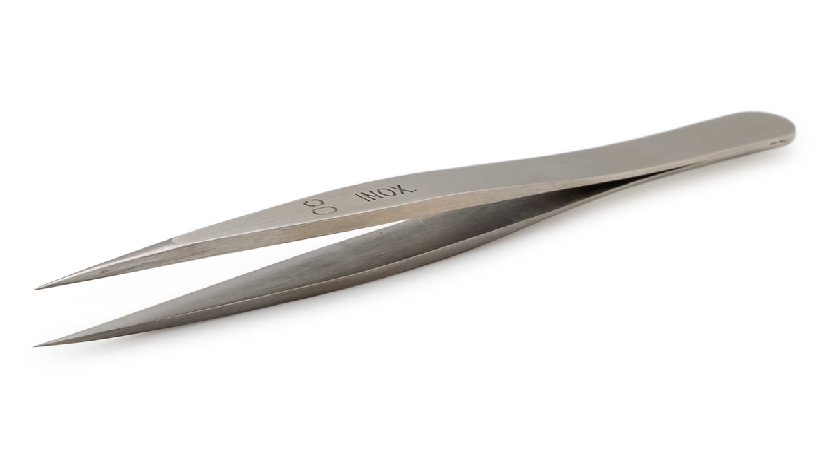 Dumont Pinzette Form 0C90, Genfer Form, kurz, Edelstahl-Carbon, 90 mm