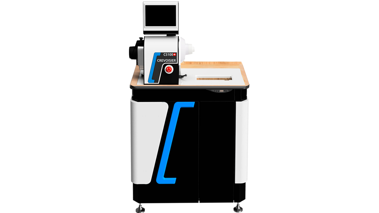 Crevoisier C5100 (M8) with DSG2 Compact (SAV) worktable, incl. suction unit, power supply below (400 V)