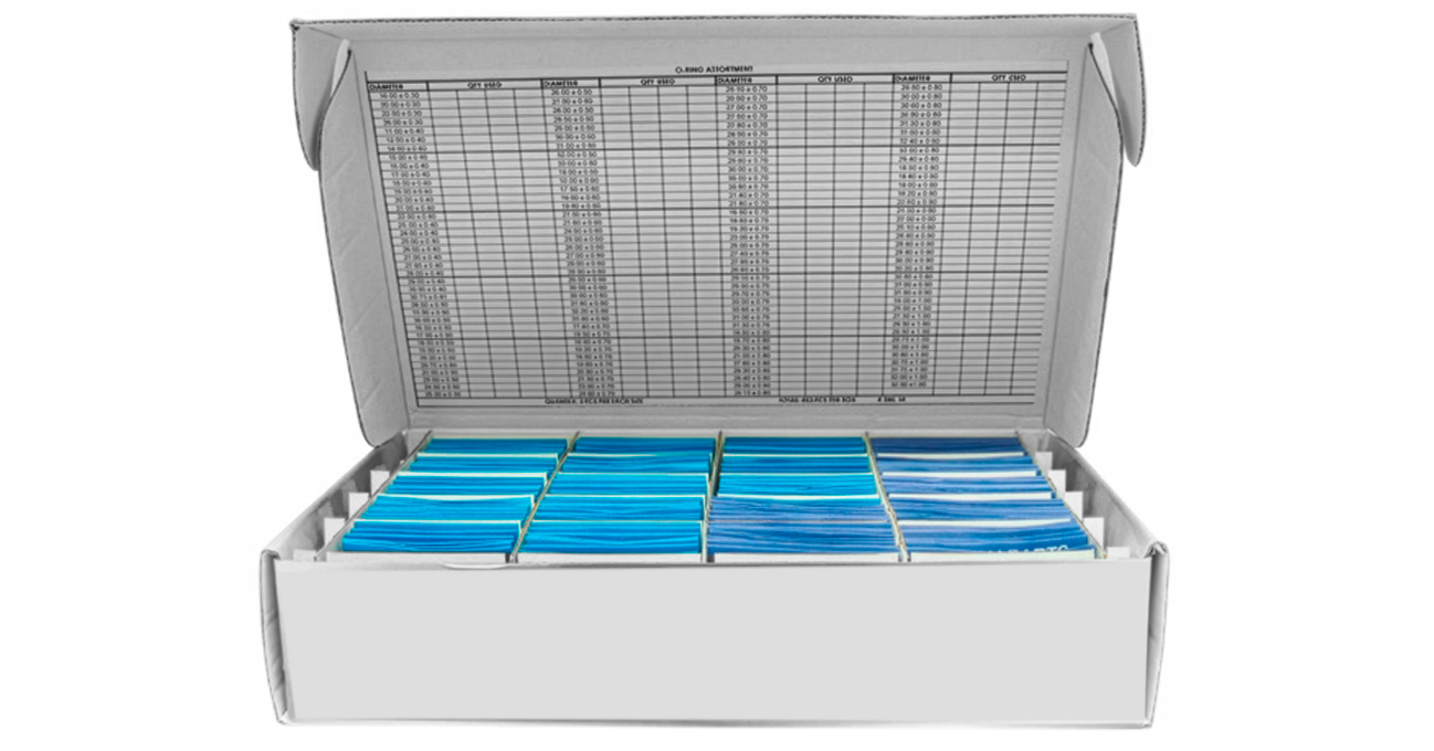 Assortiment de 234 O-Ring joints, 78  dimensions différentes, 3 pièces chacune (Ø 10 - 32 mm / 0,3 - 0,8
mm)
