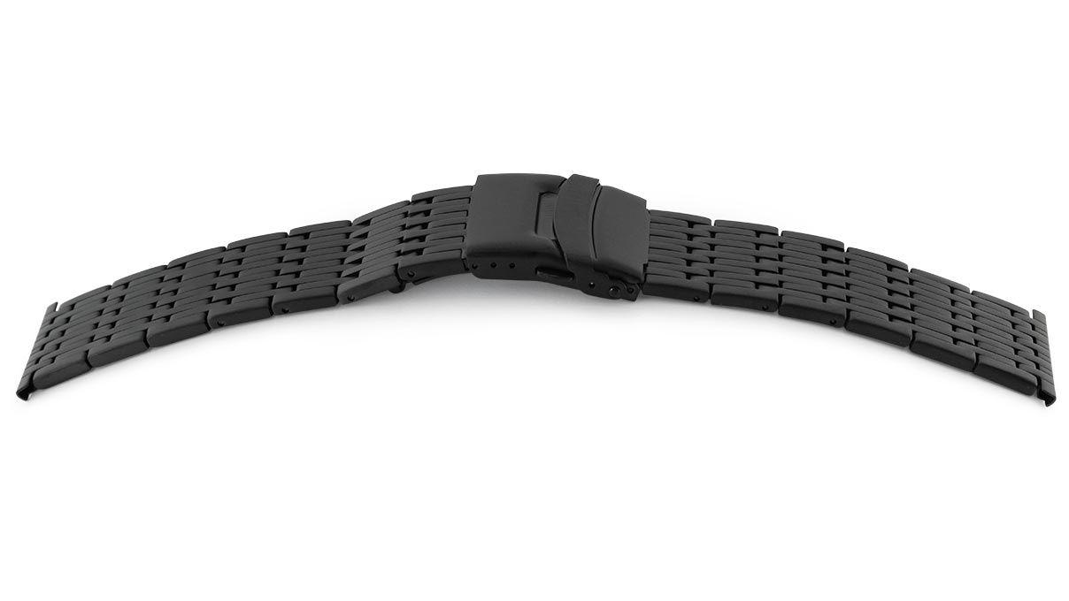 Watch bracelet Elegance, stainless steel, black PVD, width 22 mm, lug width 24 mm, length 175 mm