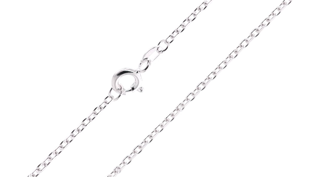 Collierkette mit Federring, 925/- Silber, Ankerkette diamantiert, Drahtstärke 0,4 mm, Länge 60 cm