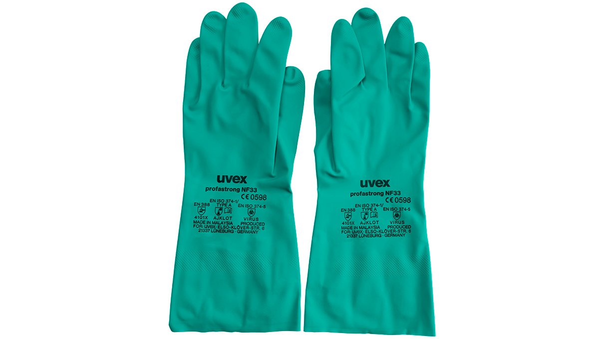 Chemisch beschermende handschoenen, hoge scheurweerstand, nitrilrubber, maat M / 8