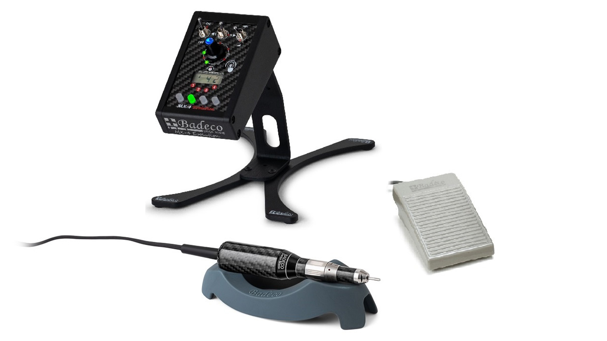 Badeco Mikromotorsystem MX-4 Evolution, Set mit Steuerung, Handstück, Pedal, 4 Halterungen