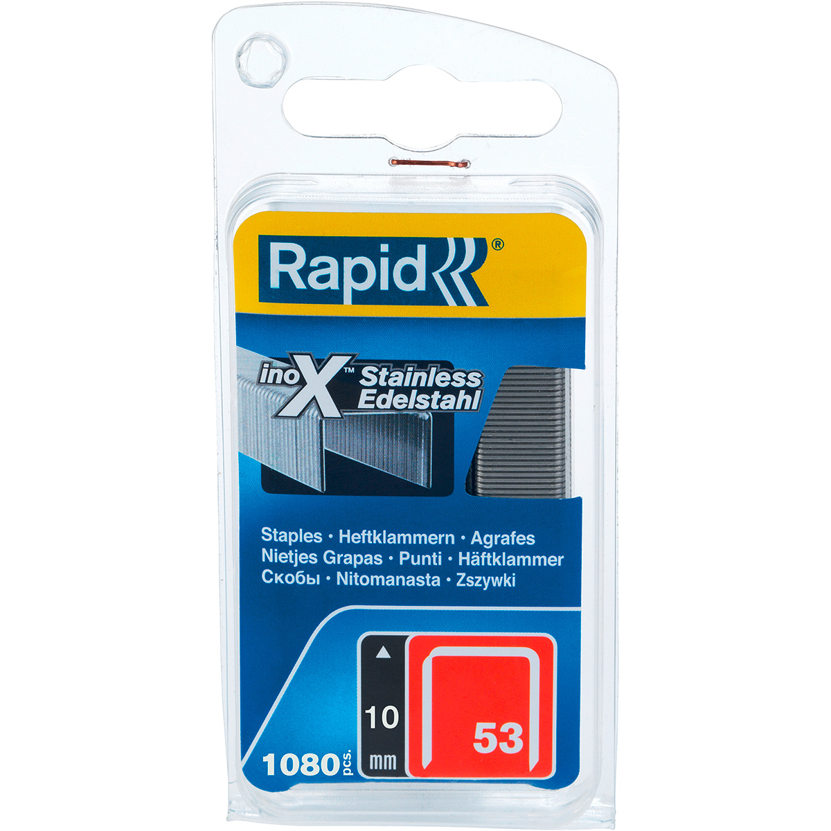 Rapid N° 53 finewire staples, length 10 mm, 1080 pieces