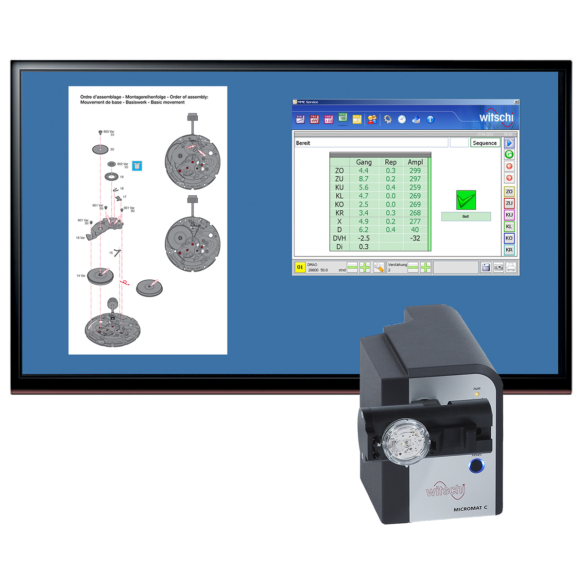 Witschi Micromat C systeem voor mechanische horloges incl. software, PC-vereiste volgens bijgevoegd
gegevensblad.
