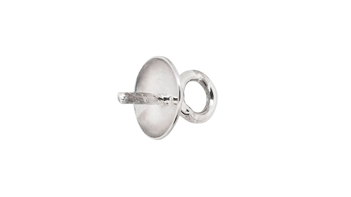 Cup pendant, cup Ø 5 mm, smooth, with threaded pin, eyelet 3,2 mm, 925/- silver