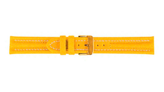 Uhrenband, Arizona Sport, Kalbsleder, 18 mm, Gelb, Schließe Vergoldet