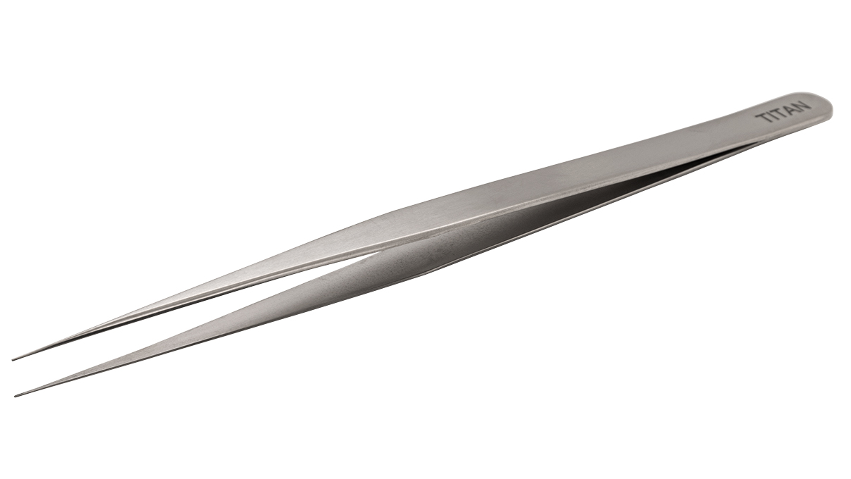 Titanium tweezers, very fine tips, length 160 mm