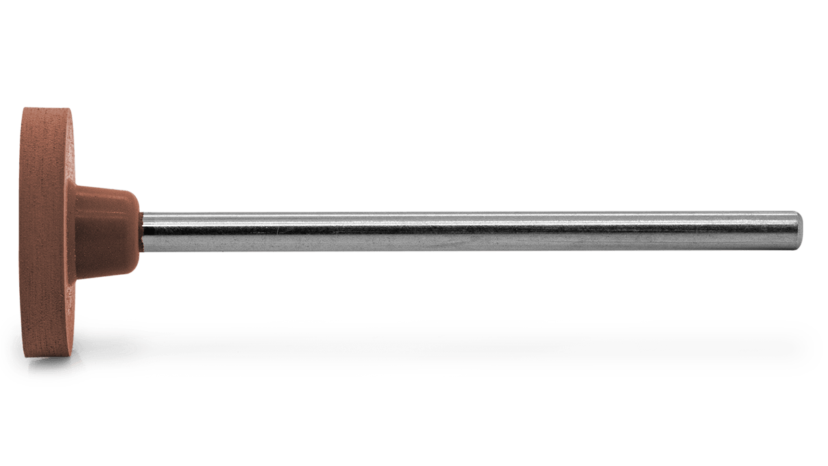 Pulidor Eveflex, marrón rojizo, rueda, Ø 14,5 x 2 mm, suave, grano medio, mango HP