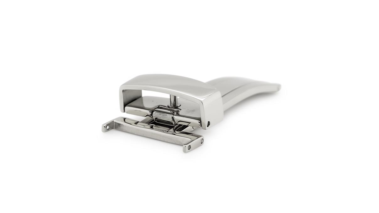 Folding clasps for leather straps, stainless steel, 20 mm