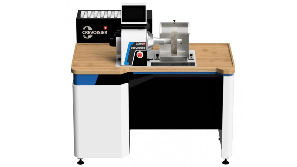 Crevoisier C5100 (M8) mit Werktisch DSG-Short, inkl. Einfassung, inkl. Absaugung, Tischplatte mit
Naturholz-Laminatbeschichtung, Netzteil unten (400 V)