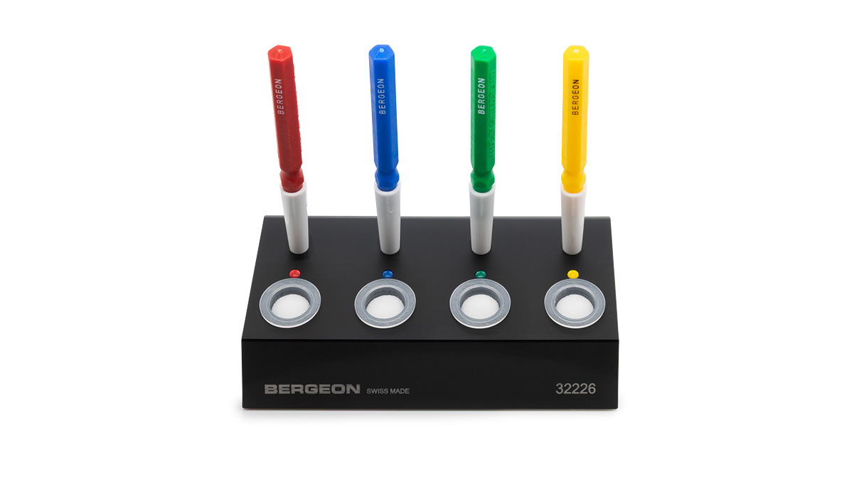 Bergeon 32226 Kunststoffsockel mit vier Ölgebern
