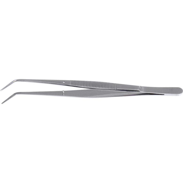 Tweezers for jewellers, curved polished with cut length 155 mm