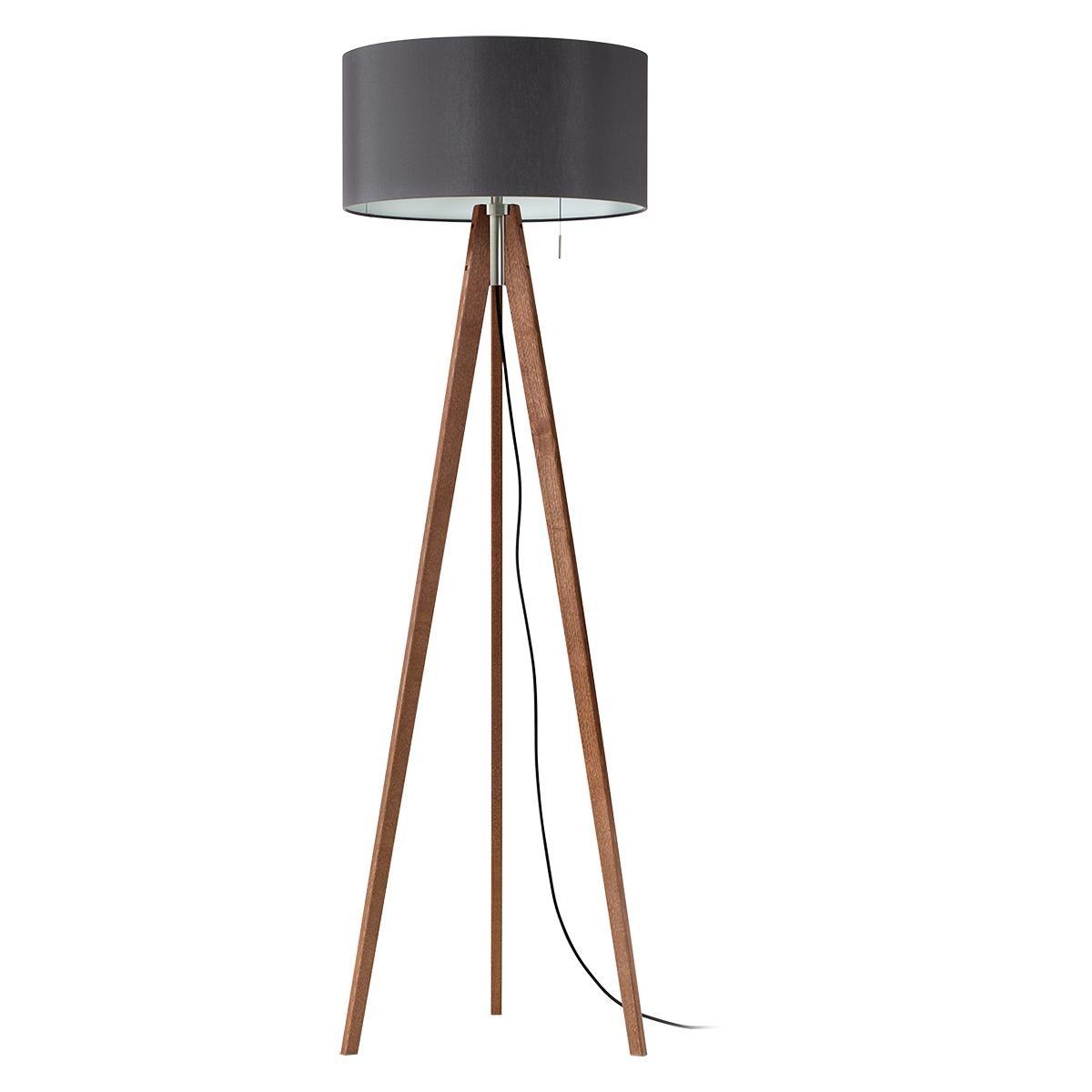 Free standing luminaire Vivaa Free Wood, 45 W, 3000 K, ash wood legs, fabric lampshade anthracite