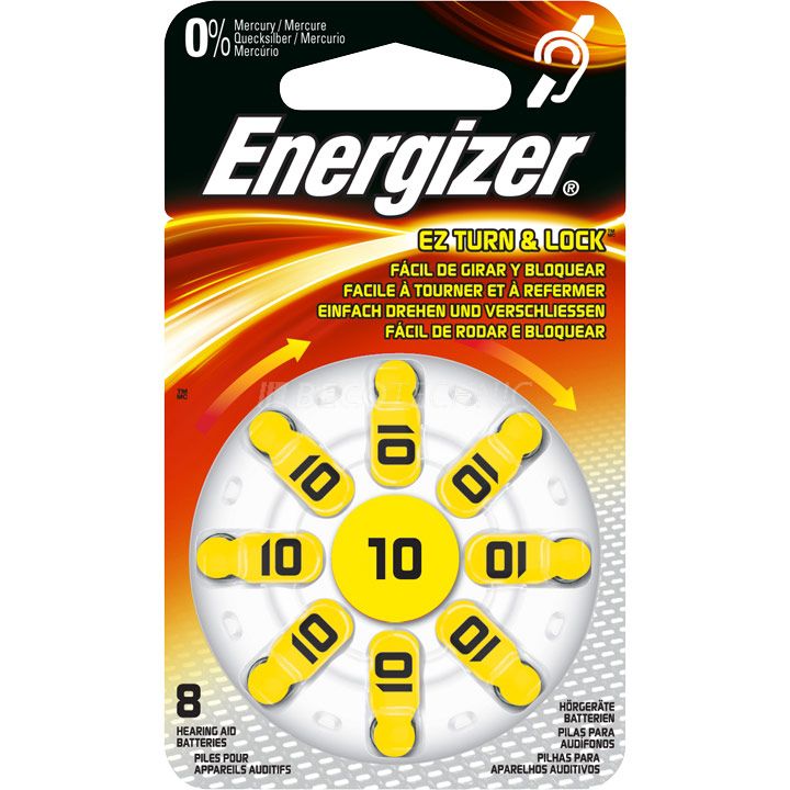 Energizer Zinc Air hearing aid batteries No. 10, Blister à 8 pieces 1,4 Volt 70 mAh