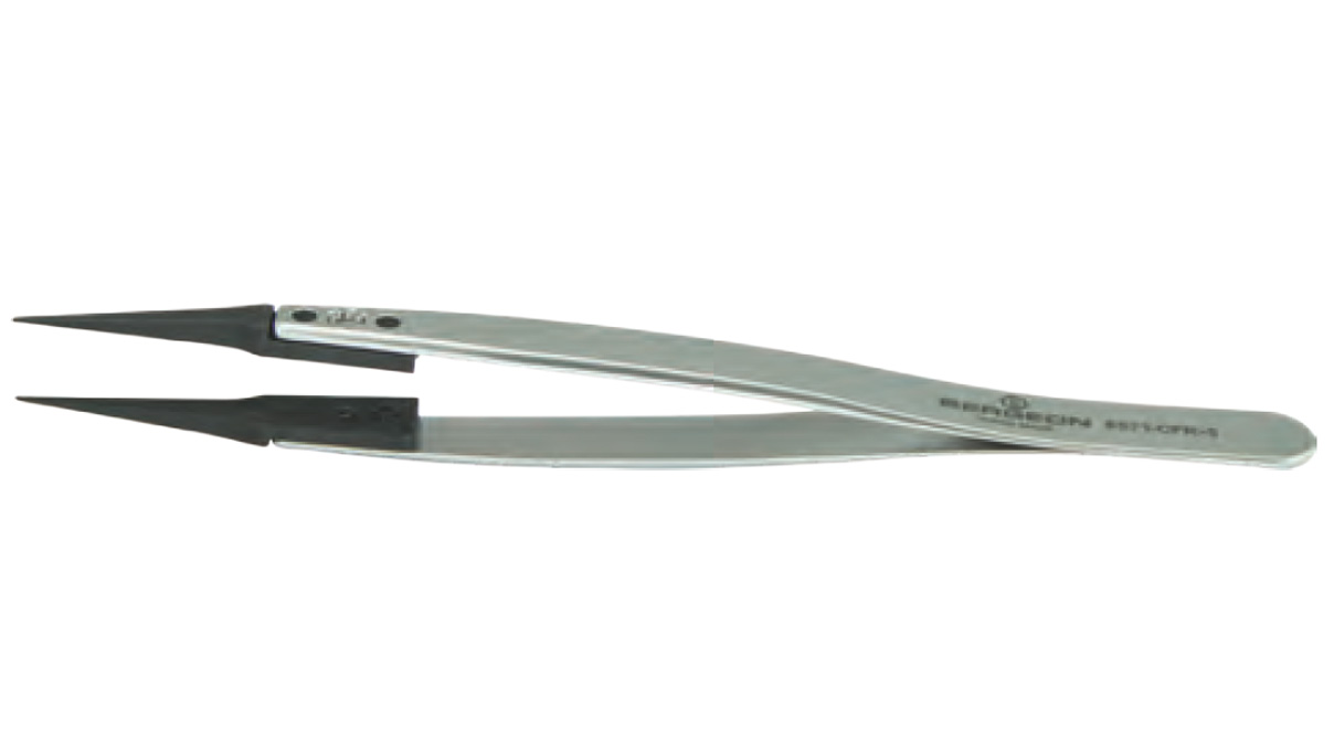 Bergeon 6571-CFR-5 pincet vorm 5, zeer fijn, anti-magnetisch staal, koolstofvezel punten