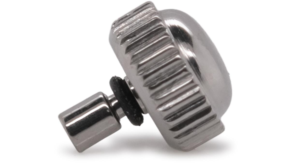 Waterproof crown, Japanese shape, Stainless steel, White, Head Ø 3 mm, Thread Ø 0,6 mm