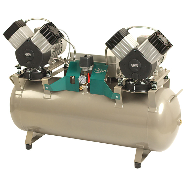 Ekom Kompressor DK50 2x2V/110/M, 6 - 8 bar, 110 l, ölfrei, Membrantrockner, 230V/50Hz