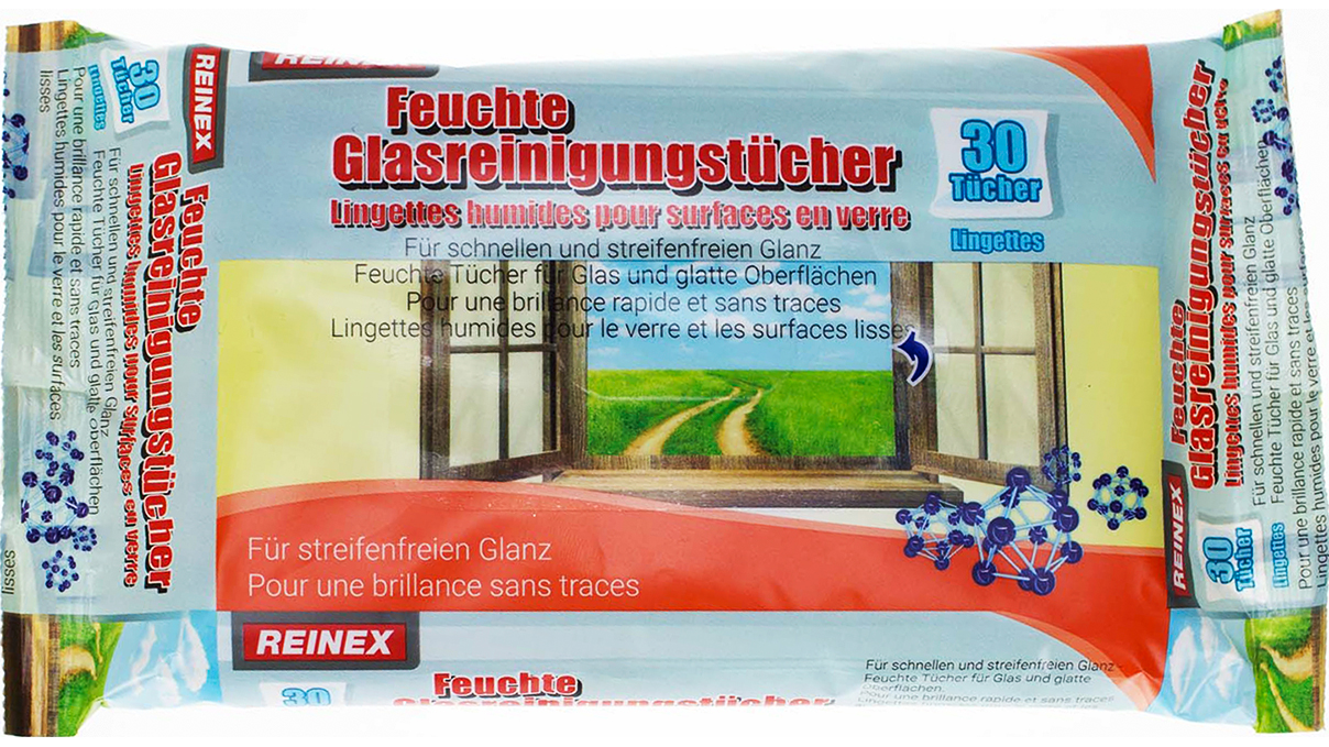 Reinex moist wipes for glass