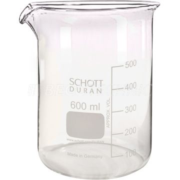 Glass beaker without lid 600 ml