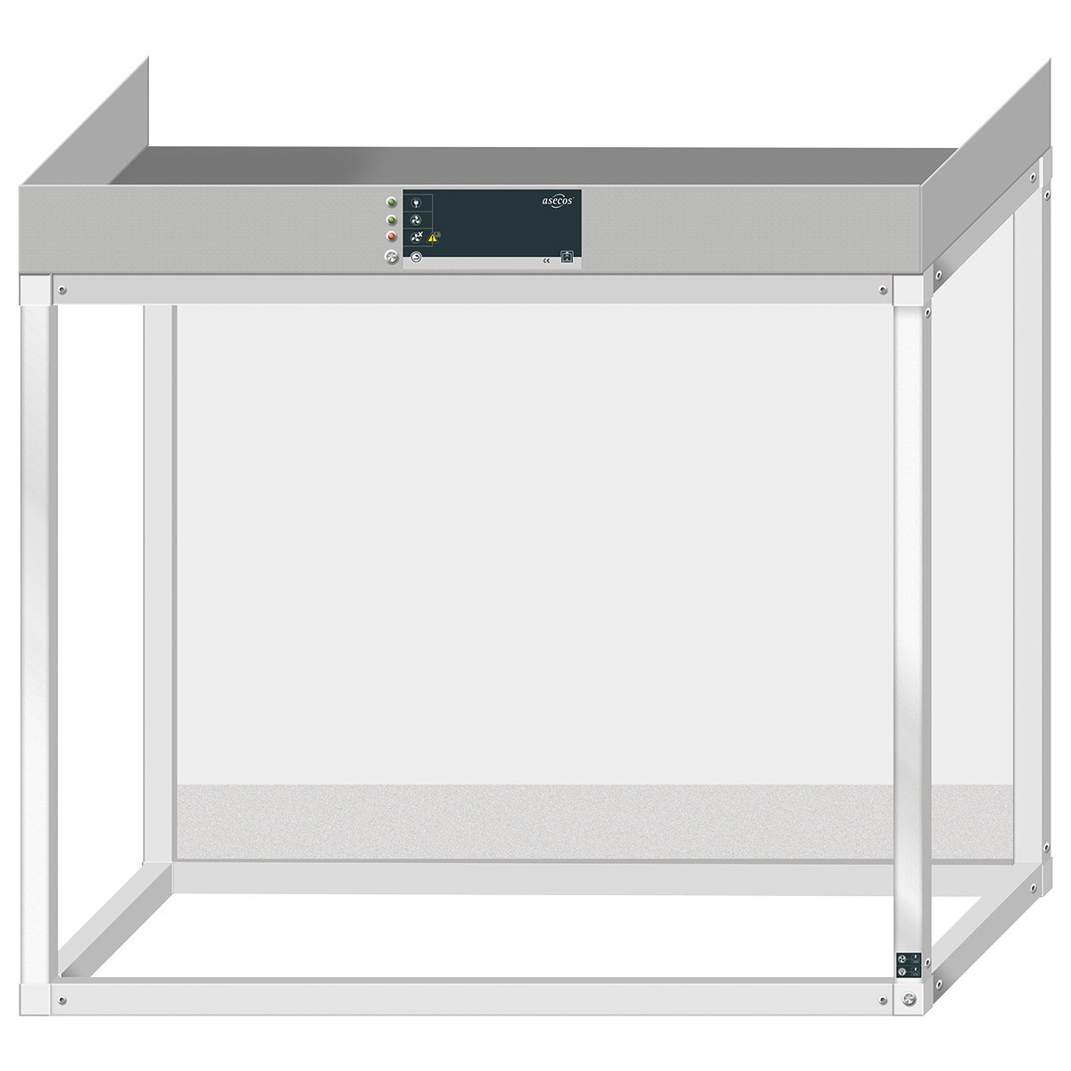 Hazardous material work station, width 1500 mm, with exhaust air monitoring and lighting