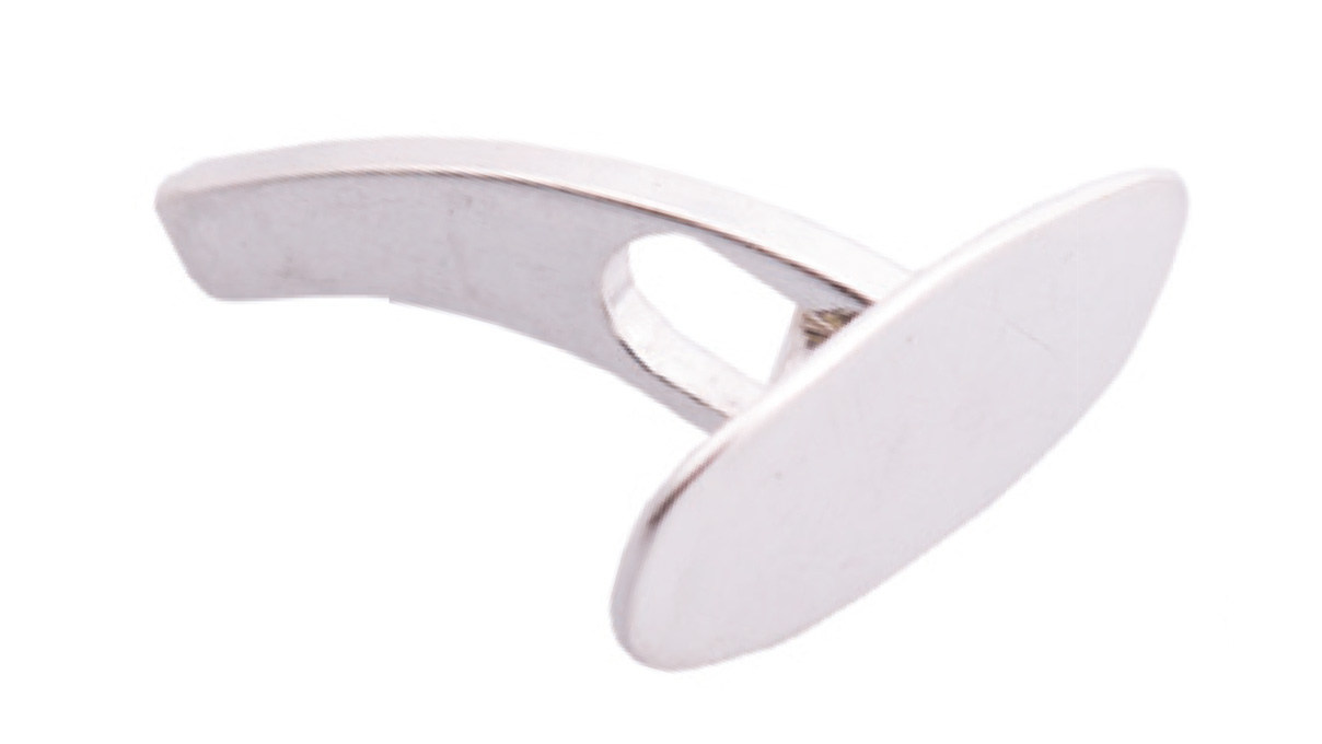 Manschettenknopfmechanik, Platte oval, 17,6 x 8,5 x 1 mm, 925/- Silber