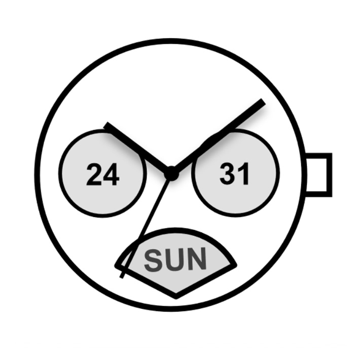 AU-Werk Miyota JR20 12 1/2''' DATE3/DAY6 SC RETRO DAY 24H Quarz (364 | SR621SW)