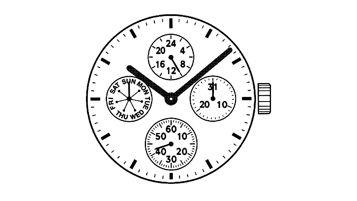AU-Werk Shiojiri (Seiko SII) VD74 H4 10 1/2''' DATE3/DAY9 SS 24H Quarz
