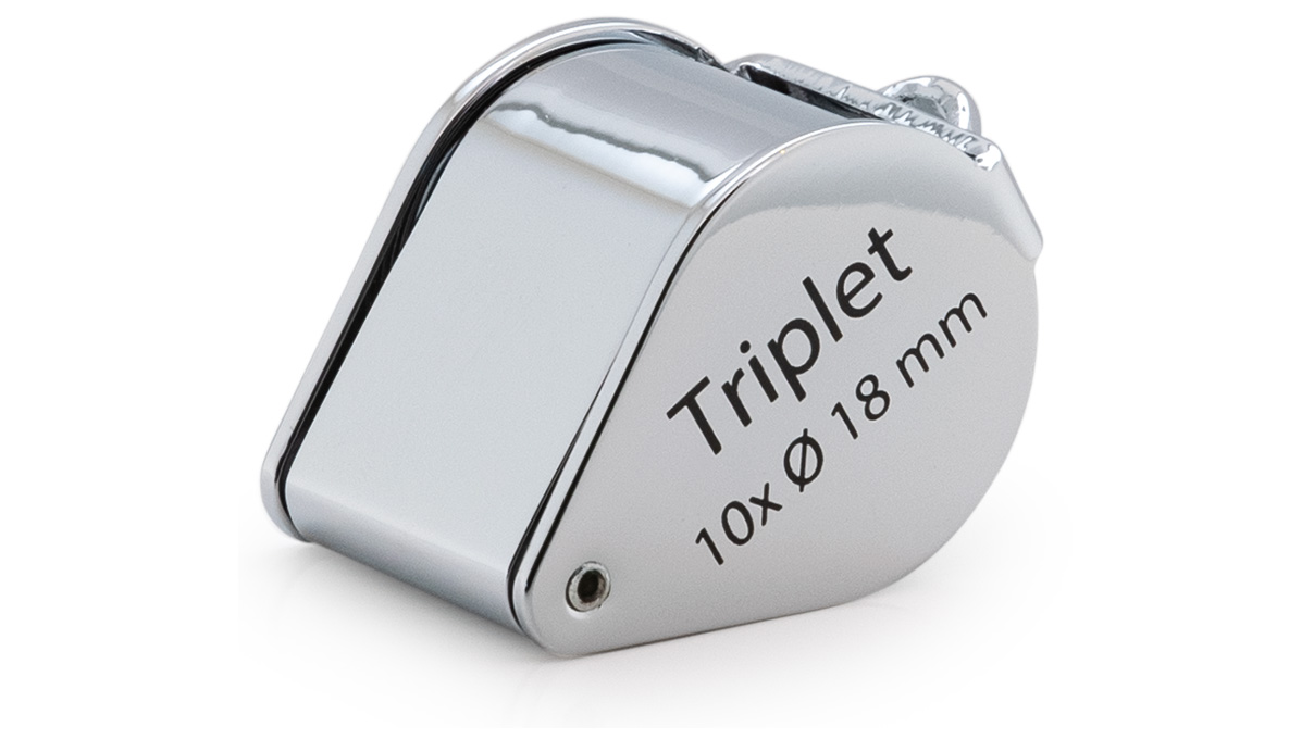 Lupa de diamante Triplet, aumento 10x, lente Ø 18 mm, cromada