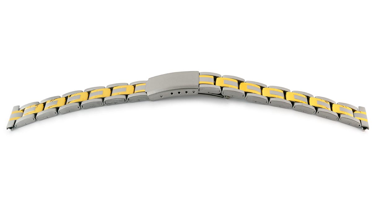 Watch bracelet Sport, stainless steel, bicolor, width 12 - 13 mm, lug width 16 mm, length 115 mm