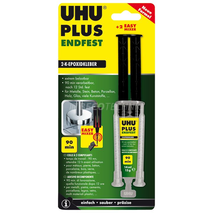 UHU plus endfest, 2 components adhesive, double-syringe