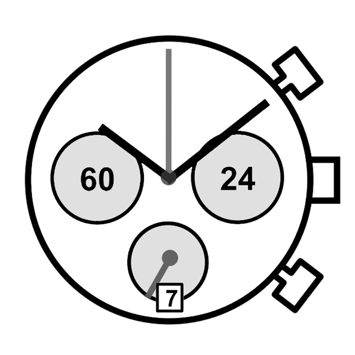 AU-Werk Miyota FS21 10 1/2''' DATE6 SC CHR 24H SS MIN Quarz (377 | SR626SW) - Parallel Push