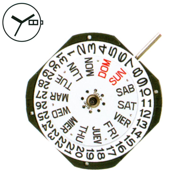 AU-Werk Miyota 2305 11 1/2''' DAY/DATE3 SC Quarz (377 | SR626SW)
