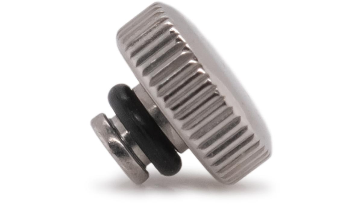 Waterproof crown, Japanese shape, Stainless steel, White, Head Ø 3 mm, Thread Ø 0,6 mm