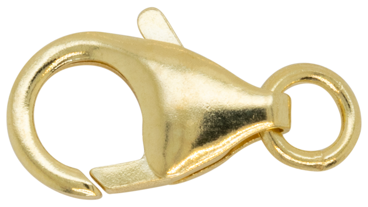 Lobster clasp for Charms with attached jump ring, 925/- silver gold plated, 8 mm